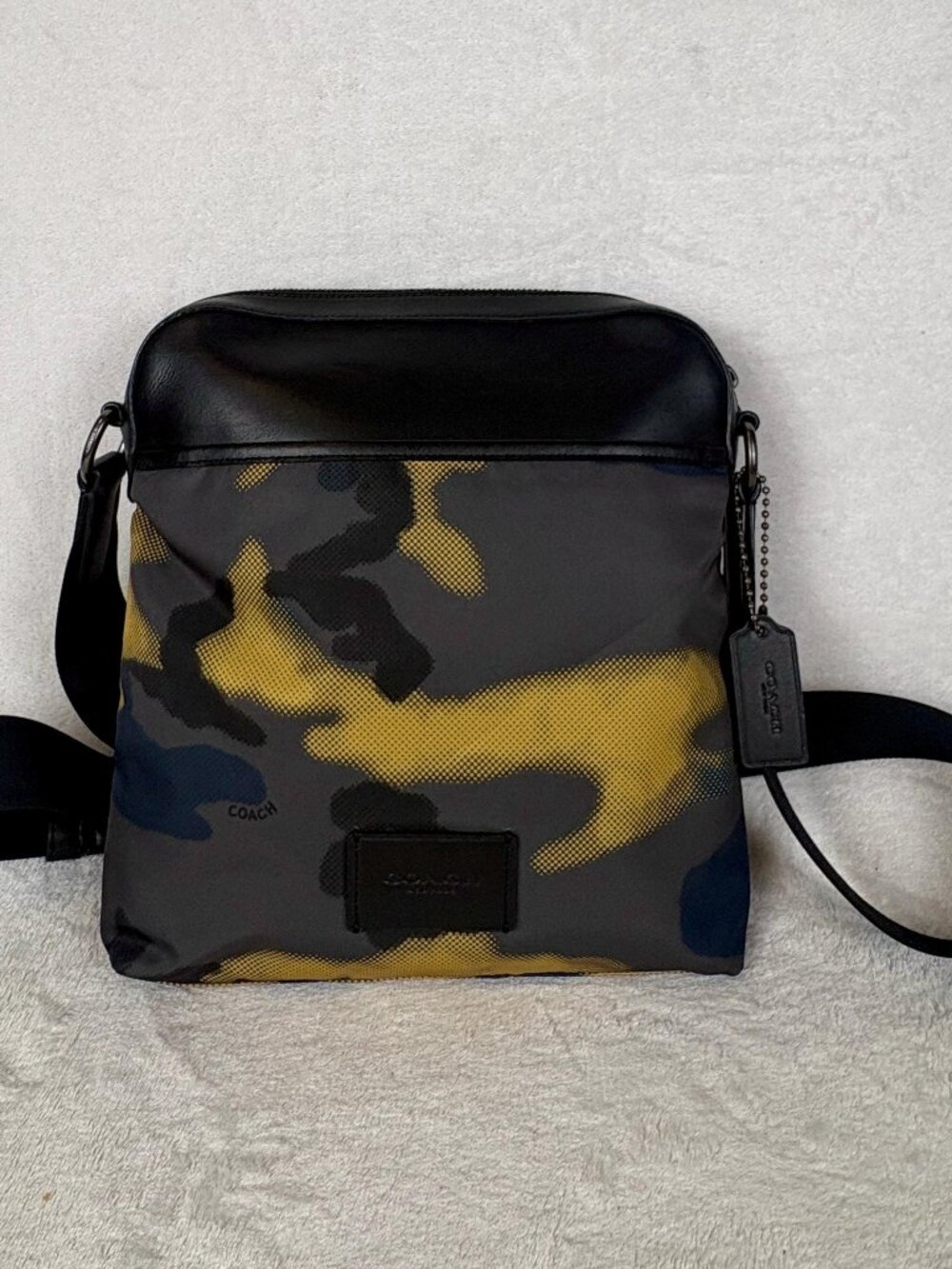 Coach Halftone Camouflage Pattern Messenger Bag in Nylon/Leather